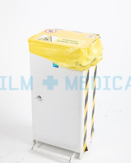 Hospital Waste Bin in White and Yellow 